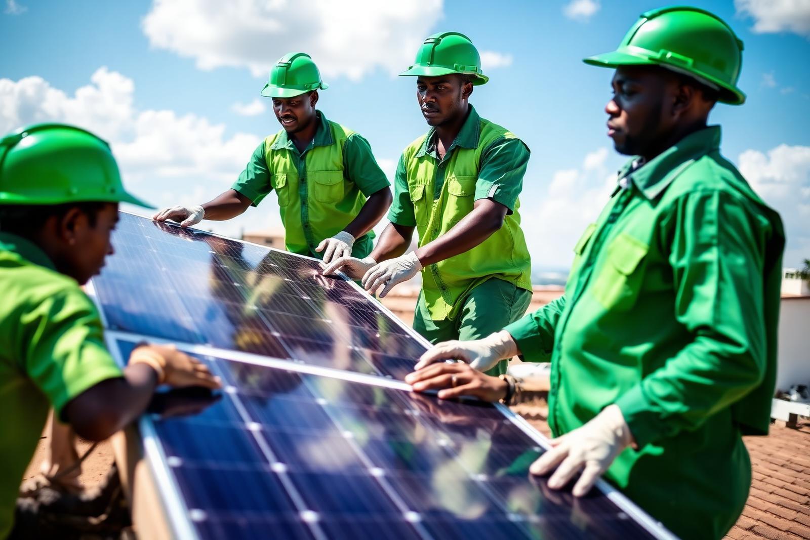Ajibode Solar engineers installing panels
